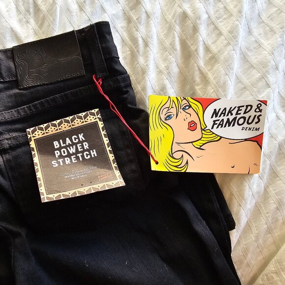 Naked & Famous The Crop Skinny Jeans - 2018 - Black Power Stretch - Sz 27 - NWT - Picture 10 of 16